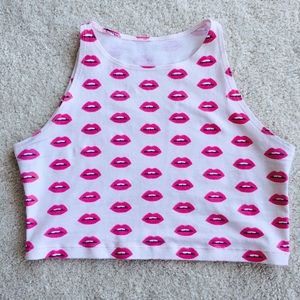 American Apparel lip print crop tank